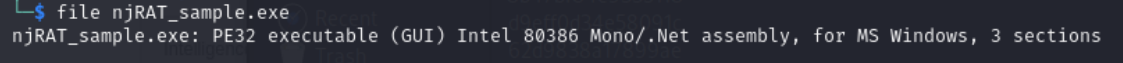 Results of the file command