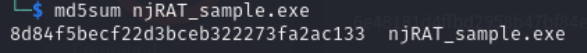 (ex. 2 - md5sum confirms the sample's integrity)