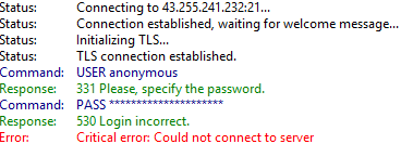 (ex. 30 - Trying to connect to FTP using anonymous account )