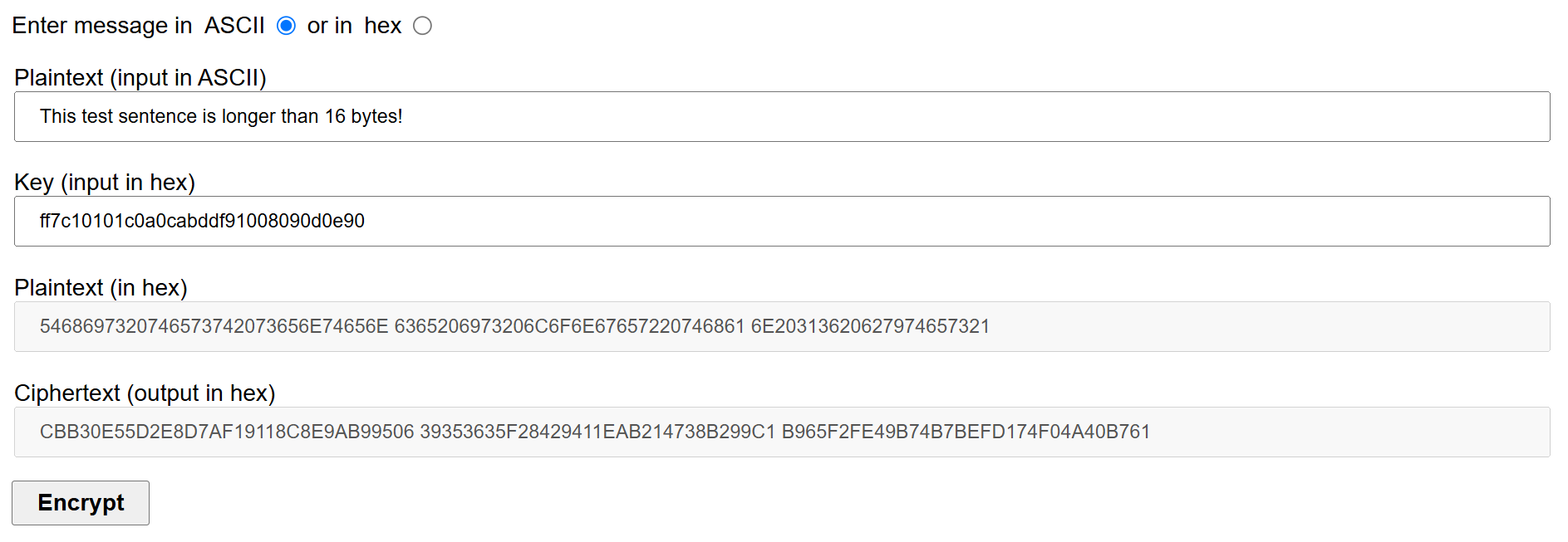 (ex. 14 - Output from CryptTool for reference)