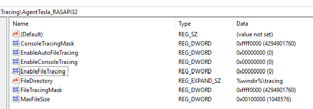 (ex. 9 - EnableFileTracing value is 0, logging is disabled)